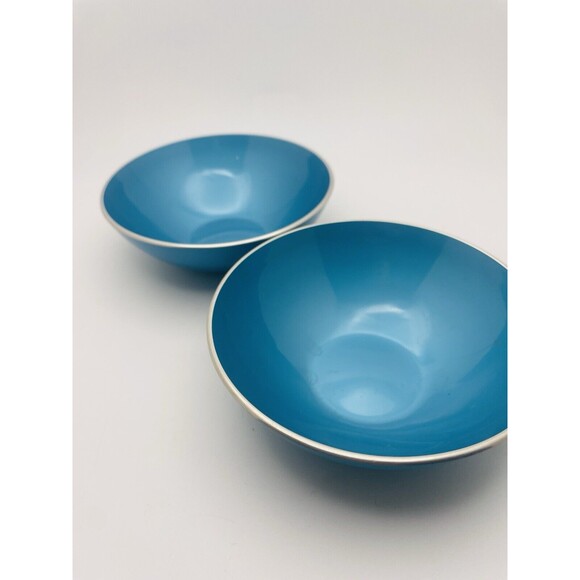 Emalox Norway Enamel Anodized Aluminum Bowls MCM 4in NEW Set of 2 Blue - Picture 2 of 5